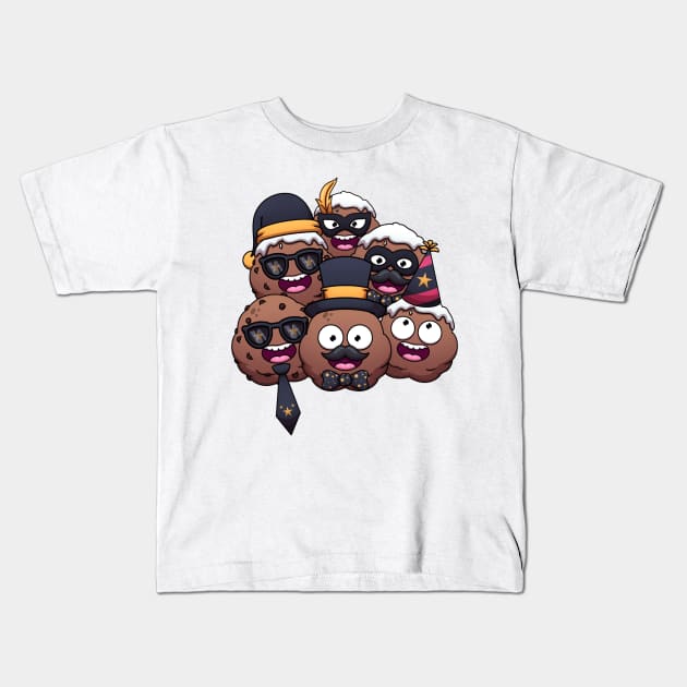 Funny Oliebollen Wearing New Year’s Elements Kids T-Shirt by TheMaskedTooner